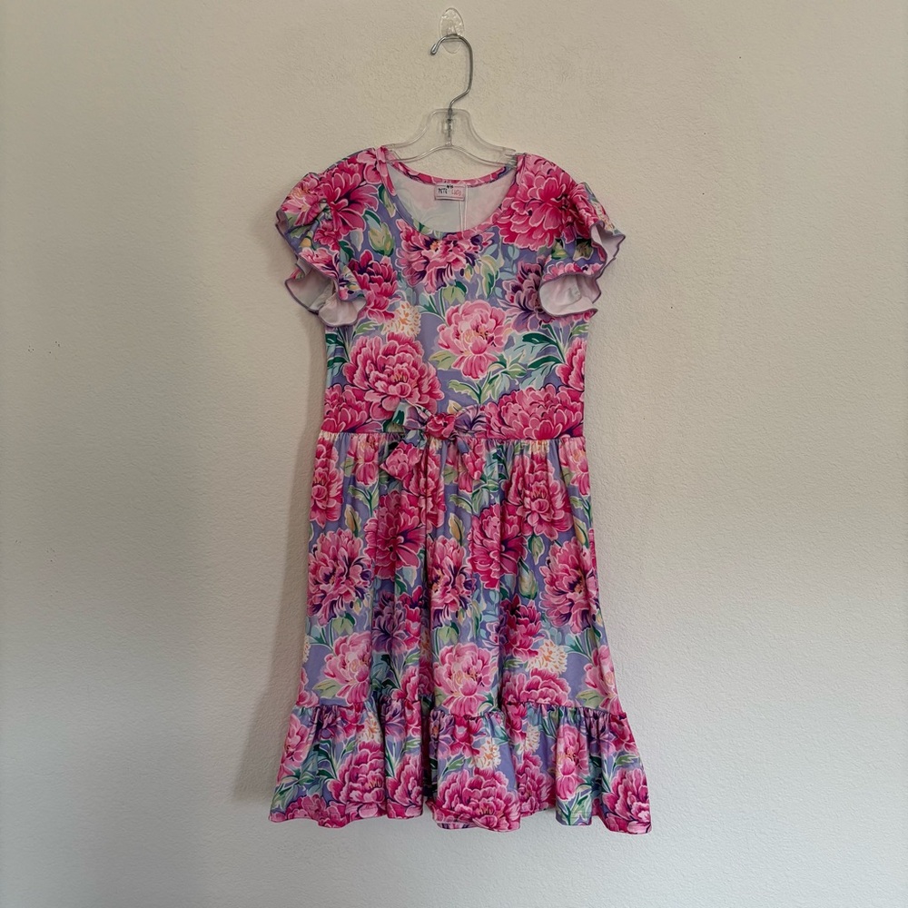 Pete + Lucy Kids Girls Floral Dress Ruffle Bow Size 10/12 NWT